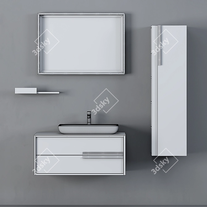 Modern Bathroom Cabinet Set | No. 062 3D model image 2