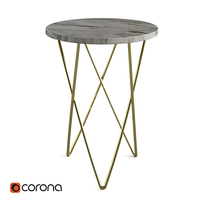 Golden Legs Marble Table 3D model image 1