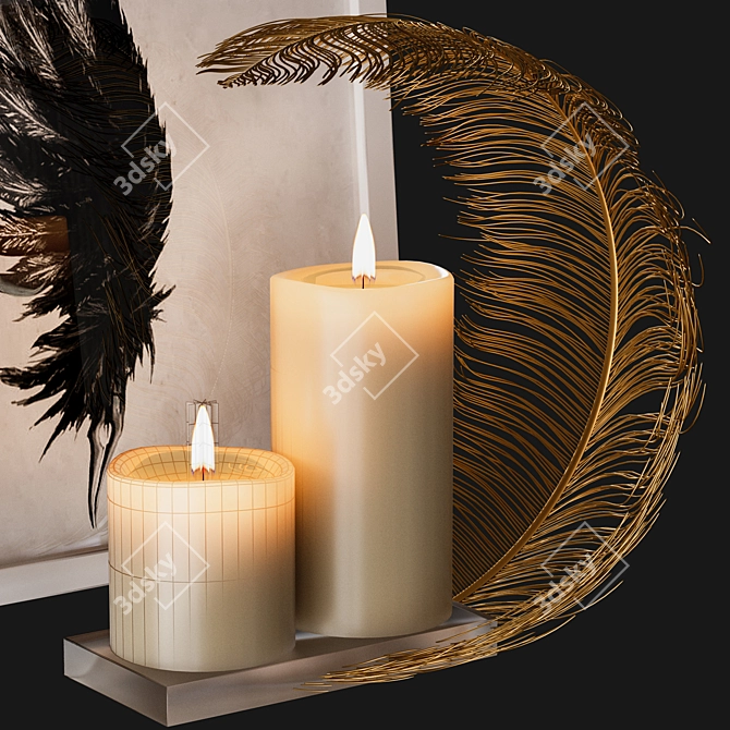 Elegant Ostrich Feather Centerpiece Kit 3D model image 2