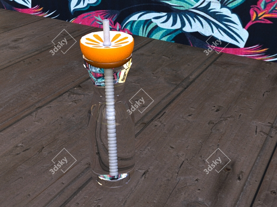 Title: Orange Glass Bottle with Straw 3D model image 3