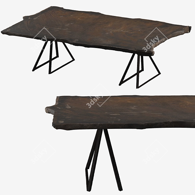 Live Edge Walnut Slab Dining Table 3D model image 8