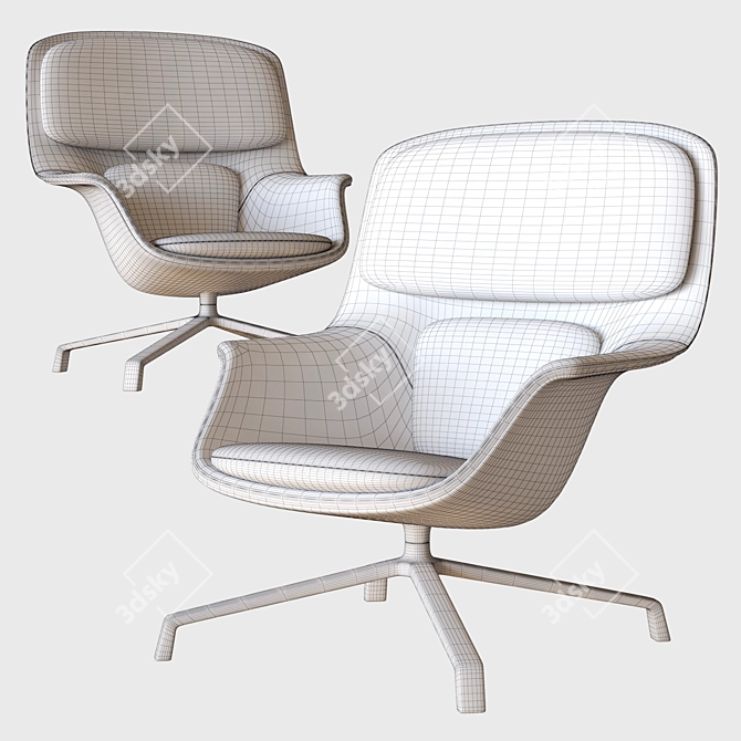 Modern Striad Swivel Armchair 3D model image 3