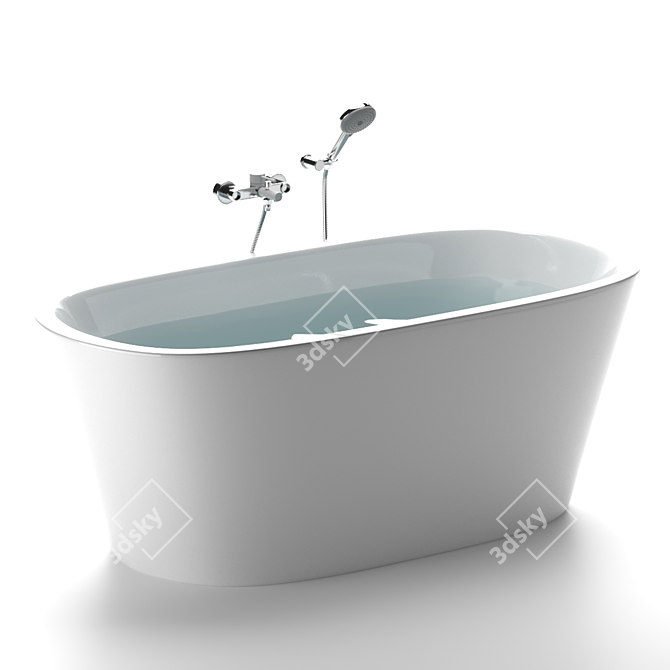 Luxury Acrylic Bathtub Set 3D model image 1