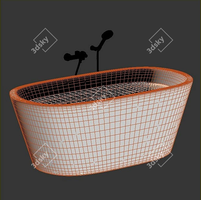 Luxury Acrylic Bathtub Set 3D model image 2