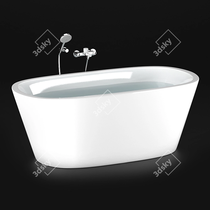 Luxury Acrylic Bathtub Set 3D model image 3