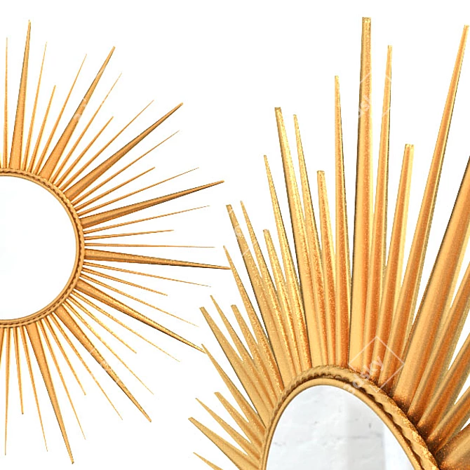 Golden Sunburst Mirror 3D model image 1