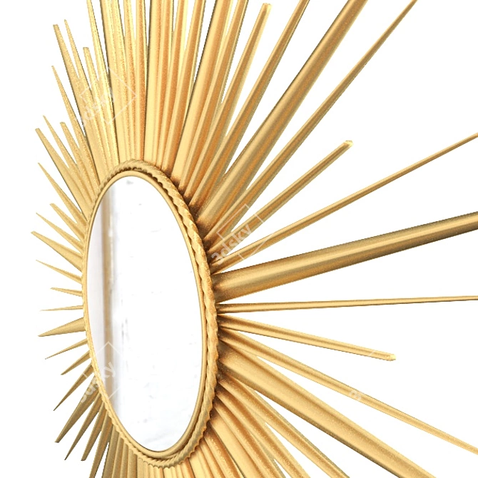 Golden Sunburst Mirror 3D model image 2