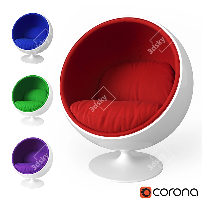 ErgoFit Ball Chair: Optimal Comfort & Support 3D model image 1