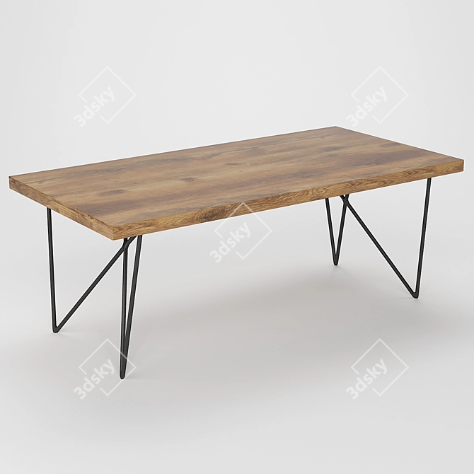 Rustic Industrial Dining Set 3D model image 3