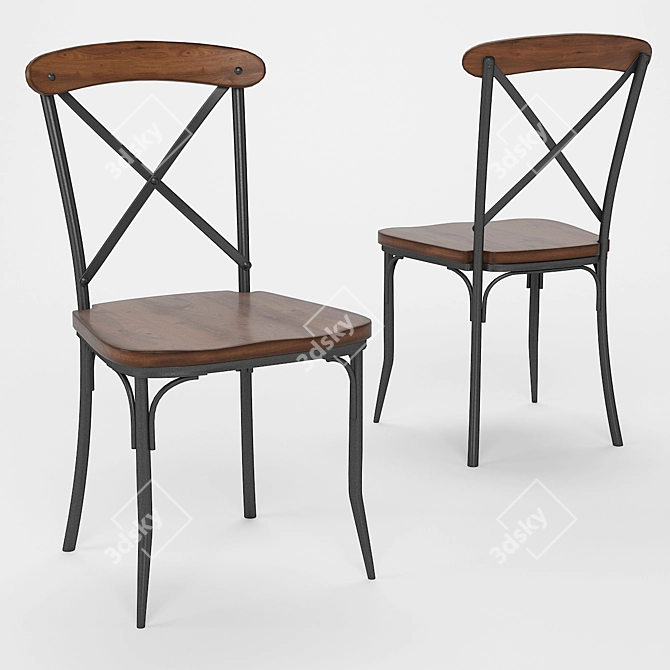 Rustic Industrial Dining Set 3D model image 4