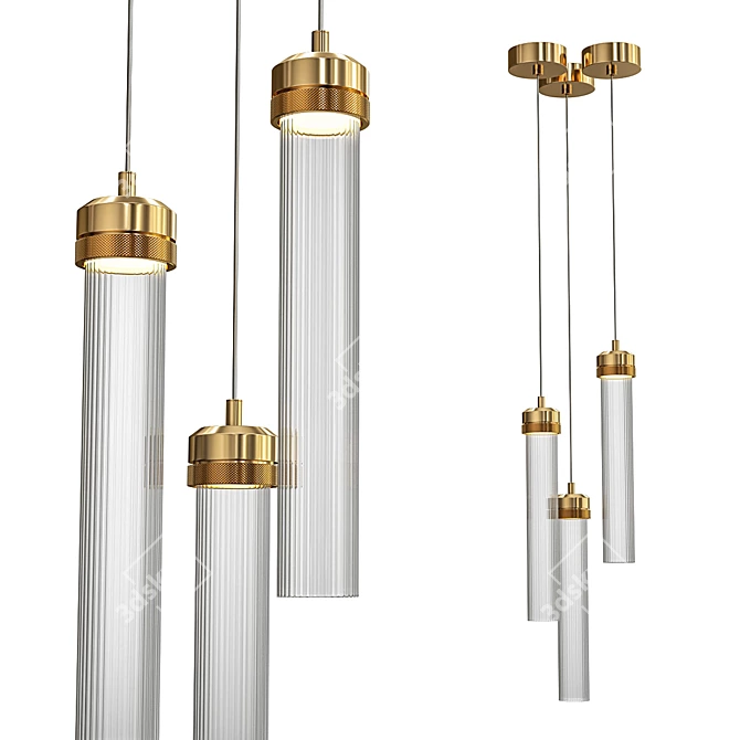 Elegant Fluted Cylinder Pendant 3D model image 1