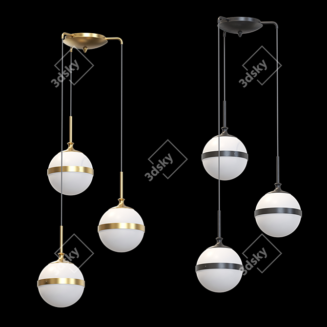 Elegant Glass Pendant Lamp 3D model image 2