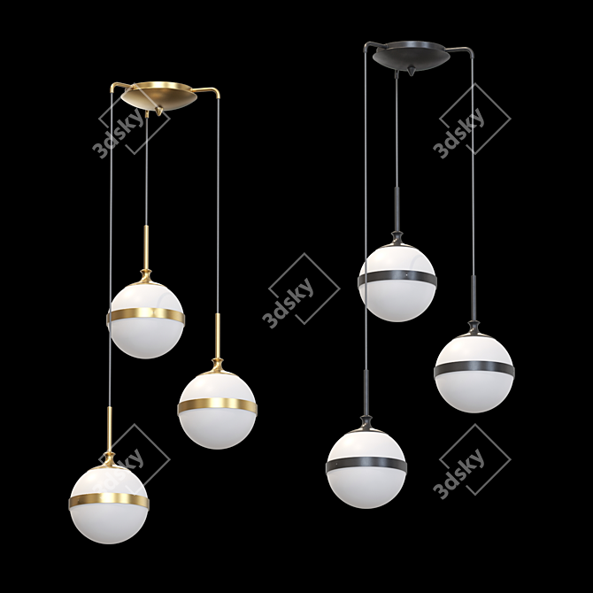 Elegant Glass Pendant Lamp 3D model image 3