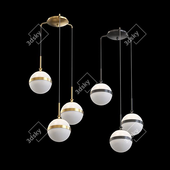 Elegant Glass Pendant Lamp 3D model image 4