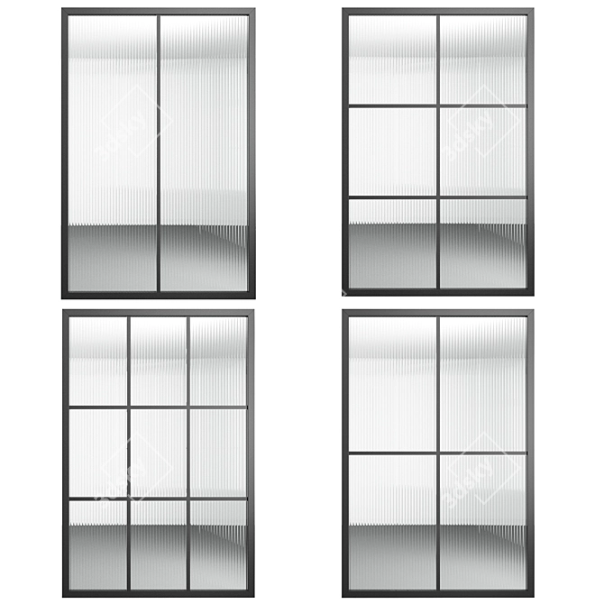 Embossed Glass Partitions Set 3D model image 1