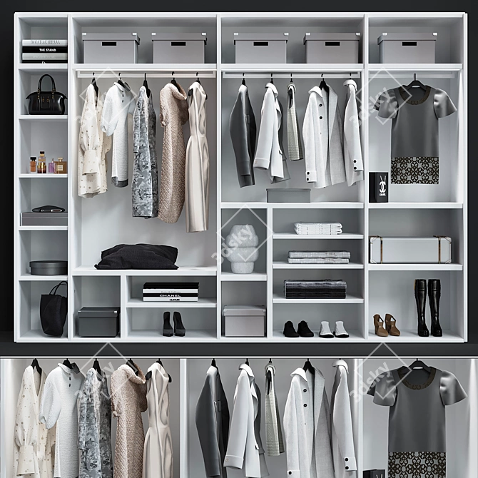 Sleek Sipario Wardrobe by Pianca 3D model image 1