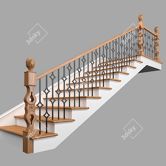 Elegant Classic Staircase 3D model image 15