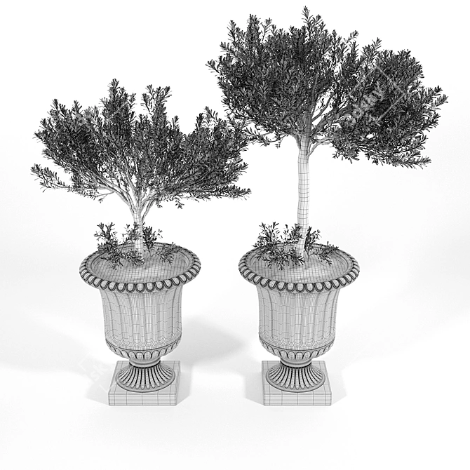 Vintage Metal Pot Planter 3D model image 4