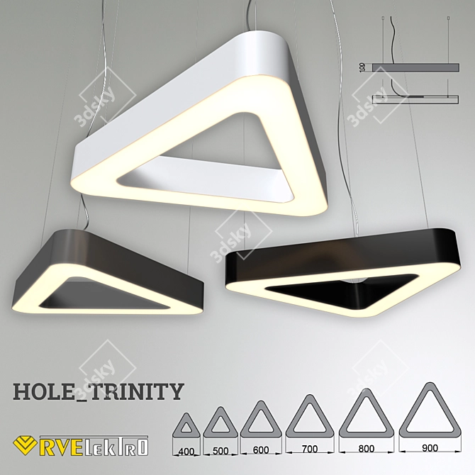 Modern LED Pendant Light: RVE-LBX-HOLE-TRINITY 3D model image 1