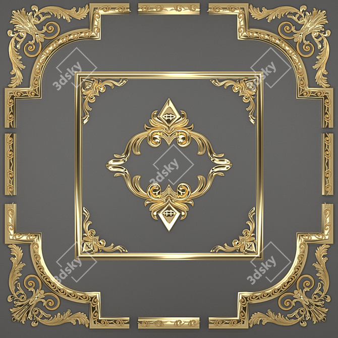 Gilded Baroque Ornament 3D model image 1