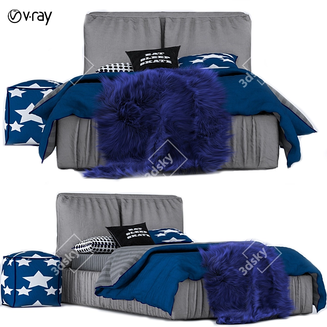 Soft Baby Bed: 2 Colors, Fur Included 3D model image 1