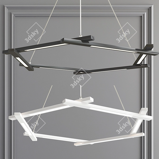 Sleek LED Metal Pendant Light 3D model image 2