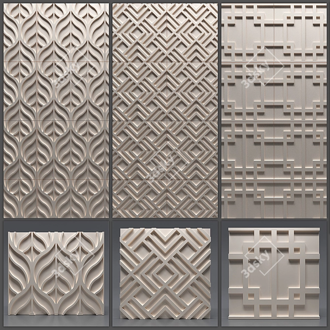 Seamless Gypsum 3D Panel Set 3D model image 1