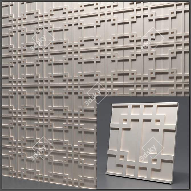 Seamless Gypsum 3D Panel Set 3D model image 4