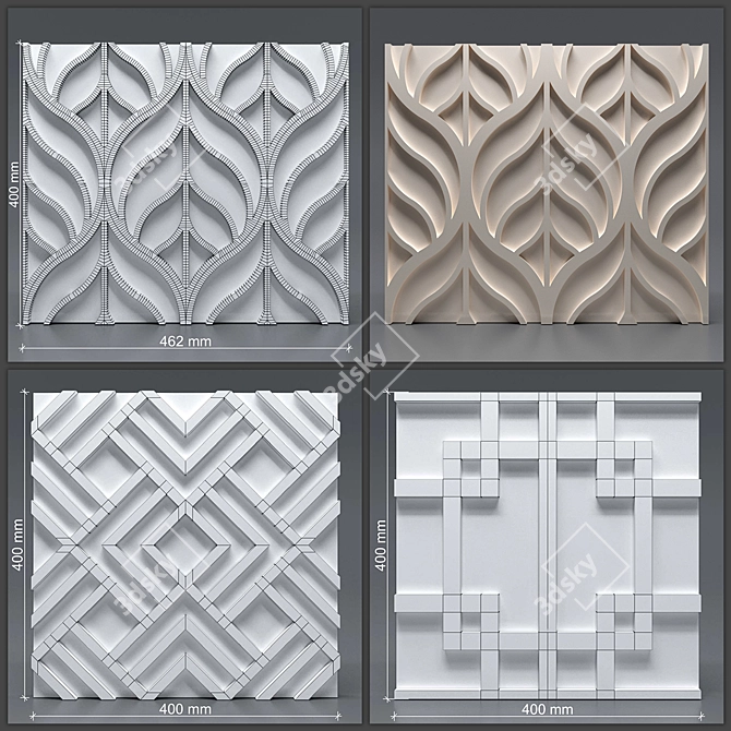 Seamless Gypsum 3D Panel Set 3D model image 5