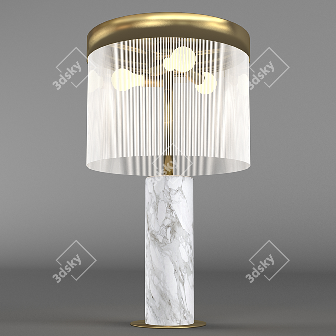 Elegant Marble and Brass Table Lamp 3D model image 1