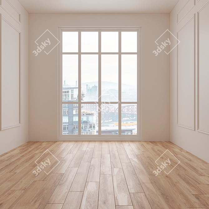 Vintage Hickory Parquet Flooring 3D model image 1