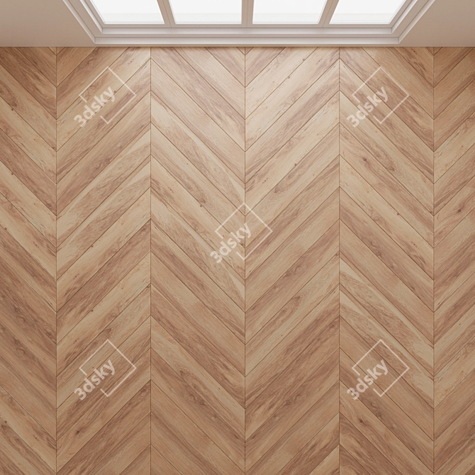 Vintage Hickory Parquet Flooring 3D model image 3