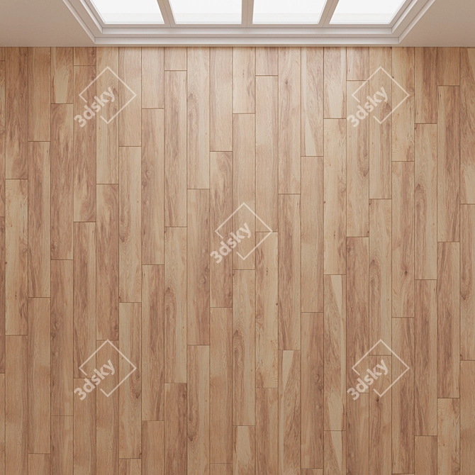 Vintage Hickory Parquet Flooring 3D model image 4