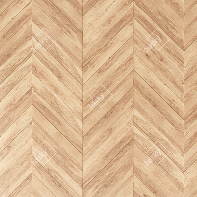 Vintage Hickory Parquet Flooring 3D model image 8