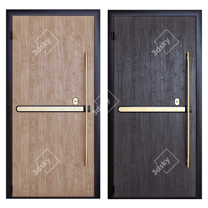 100cm Wooden Exterior Door 3D model image 3