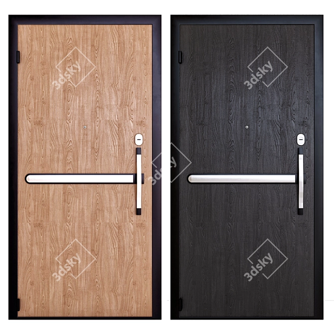 Rustic Wooden Exterior Door 3D model image 3