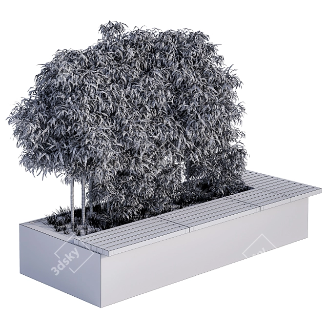 Urbane Bench with Greenery 3D model image 3