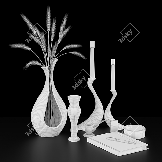 Spline Geometry Decorative Set 3D model image 2