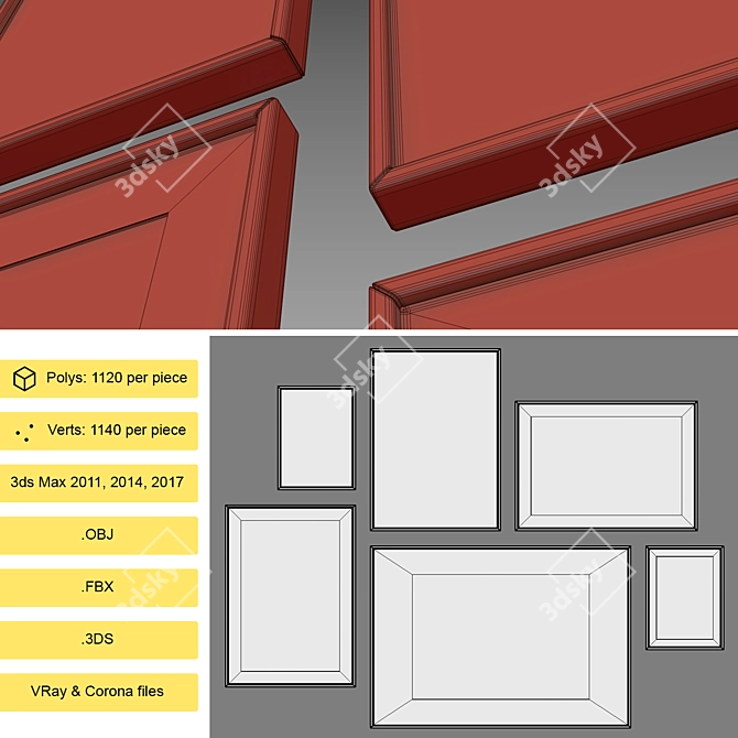 Versatile Interior Picture Frames - Set of 7 3D model image 5