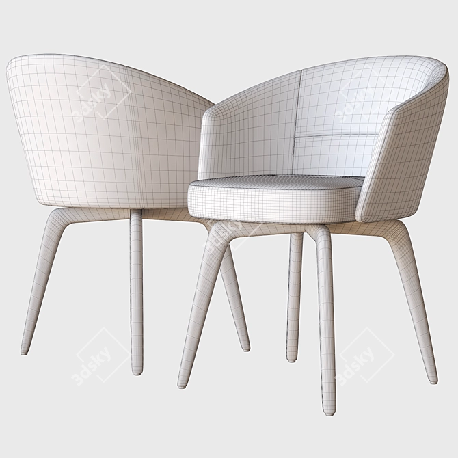 Elegant Amelie Minotti Dining Chair 3D model image 3