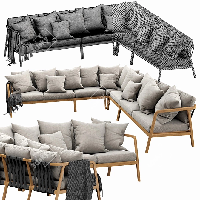 Modern Skyline Flexx Sectional: Versatile, Stylish, and Comfortable 3D model image 3