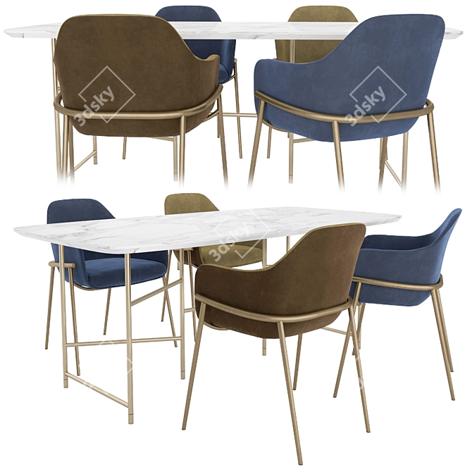 Elegant Marelli Dining Set 3D model image 1