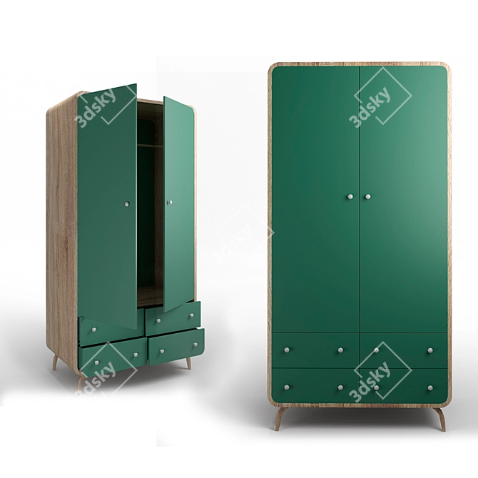 Modern Scandinavian Ellipse Cabinet with Drawers 3D model image 1