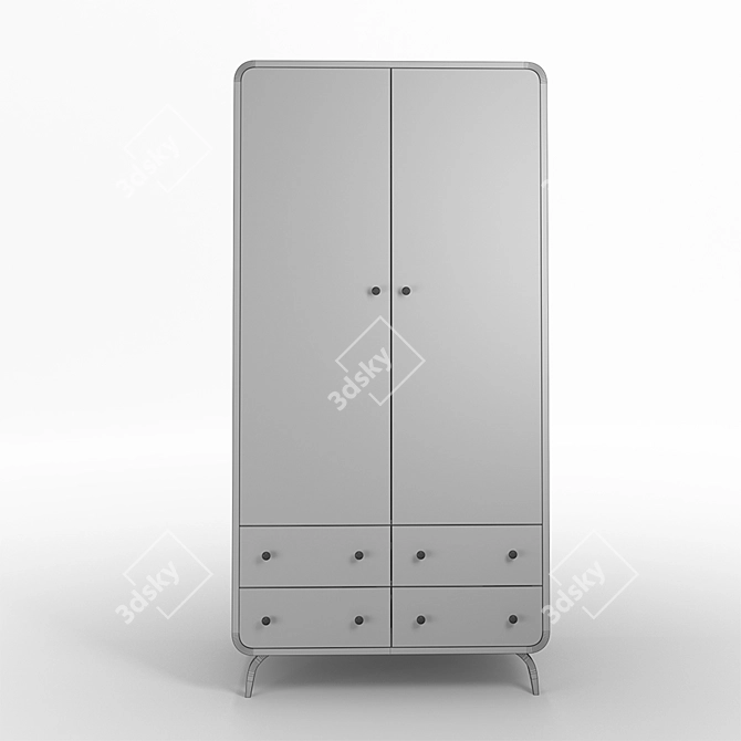 Modern Scandinavian Ellipse Cabinet with Drawers 3D model image 2