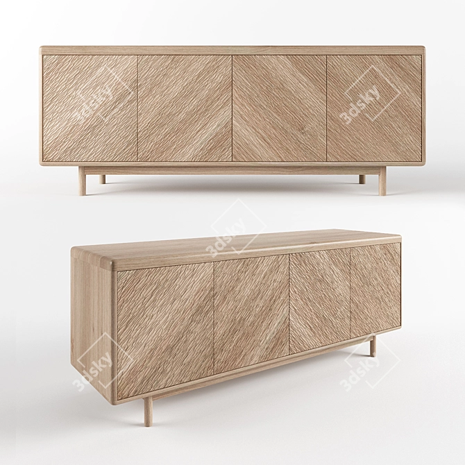 SURF Wooden Chest of Drawers | Customizable Design 3D model image 1