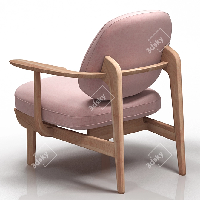 Elegant Oak Lounge Chair 3D model image 4