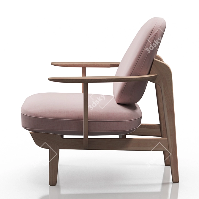 Elegant Oak Lounge Chair 3D model image 7