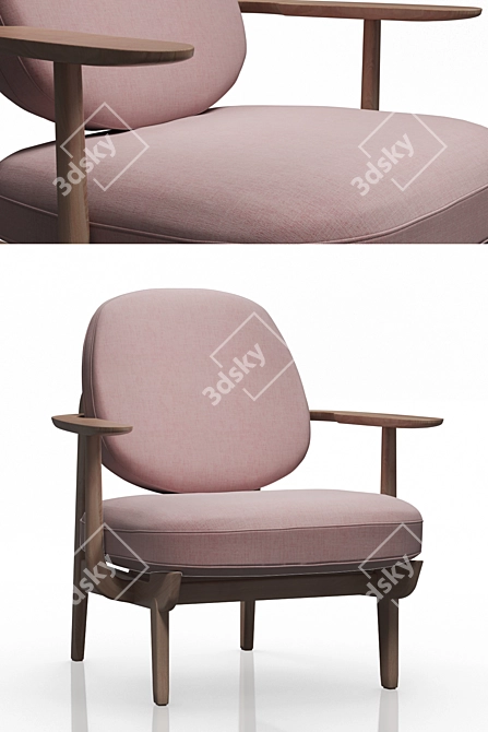 Elegant Oak Lounge Chair 3D model image 9