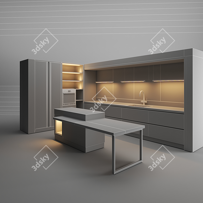 3D Kitchen Design with Textures 3D model image 4