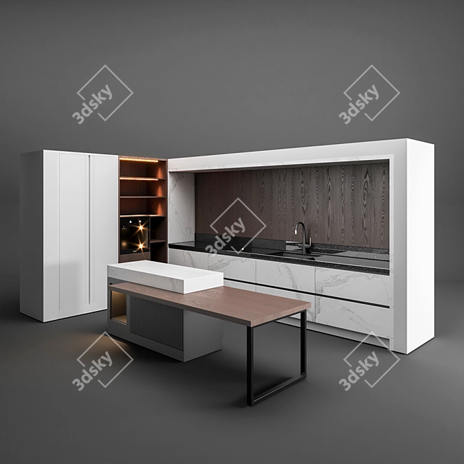 3D Kitchen Design with Textures 3D model image 5